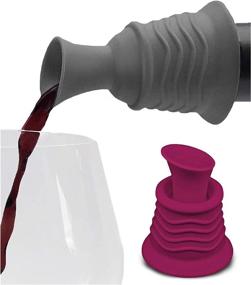 img 4 attached to Silicone Wine Accessories 2 Pack - Pink and Gray Wine Stopper and Pourer Set by Simply Charmed