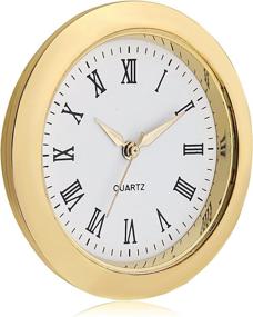 img 1 attached to ⌚ Premium ShoppeWatch Mini Clock Insert: 1 7/16" Quartz Movement with Miniature Fit Up, White Dial, Roman Numerals - Gold Tone Bezel CK096GD