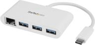 🔌 startech.com 3 port usb c hub with gigabit ethernet: usb type c to usb-a multi port usb 3.0 hub for macbook pro (hb30c3a1gea) logo