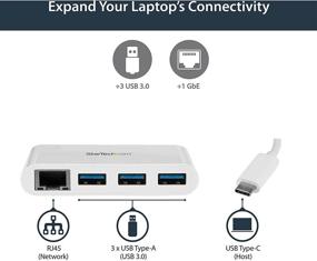 img 1 attached to 🔌 StarTech.com 3 Port USB C Hub with Gigabit Ethernet: USB Type C to USB-A Multi Port USB 3.0 Hub for MacBook Pro (HB30C3A1GEA)