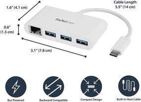 img 2 attached to 🔌 StarTech.com 3 Port USB C Hub with Gigabit Ethernet: USB Type C to USB-A Multi Port USB 3.0 Hub for MacBook Pro (HB30C3A1GEA)