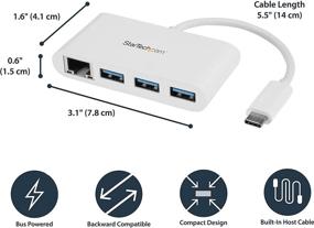 img 3 attached to 🔌 StarTech.com 3 Port USB C Hub with Gigabit Ethernet: USB Type C to USB-A Multi Port USB 3.0 Hub for MacBook Pro (HB30C3A1GEA)