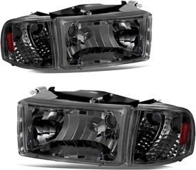 img 4 attached to 🚗 JSBOYAT Smoke Housing Headlights Assembly Replacement for 1994-2001 Dodge Ram 1500/1994-2002 Dodge Ram 2500 3500 - High-Quality and Reliable Upgrade