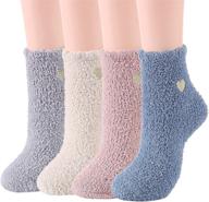 🧦 womens fuzzy socks: stay warm and cozy with fluffy winter athletic sports socks логотип