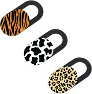 📸 slidee laptop camera privacy cover 3-pack - 0.7mm thin webcam cover slide with strong adhesive animal print design - compatible with macbook pro/air, iphone, computer, ipad, cell phones logo