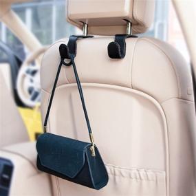 img 2 attached to Convenient Car Seat Hooks for Bags & Purses- 2 PCS 🚗 Metal Car Purse Holders Covered in Leather, Ideal for Grocery Bags & More