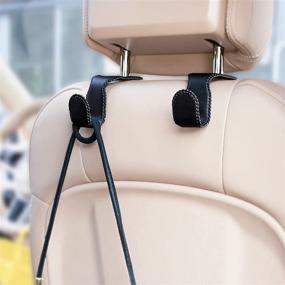 img 3 attached to Convenient Car Seat Hooks for Bags & Purses- 2 PCS 🚗 Metal Car Purse Holders Covered in Leather, Ideal for Grocery Bags & More