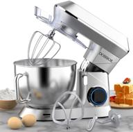 8.5qt tilt-head kitchen stand mixer, dobbor 6+1speeds 660w - electric food mixers 🍲 with dough hook, whisk, beater, splash guard & mixing bowl for baking - silver логотип