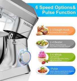 img 2 attached to 8.5QT Tilt-Head Kitchen Stand Mixer, DOBBOR 6+1Speeds 660W - Electric Food Mixers 🍲 with Dough Hook, Whisk, Beater, Splash Guard & Mixing Bowl for Baking - Silver