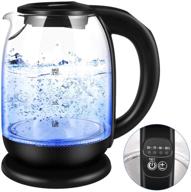 1.7 l glass electric kettle with variable temperature control, led indicator, auto shut-off, boil-dry protection, keep warm - bpa free tea heater logo