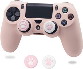 img 4 attached to 🎮 BRHE Sakura Pink PS4 Controller Skin with Anti-Slip Silicone Cover & Cat Paw Thumb Grip Caps