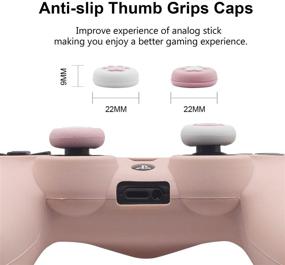 img 2 attached to 🎮 BRHE Sakura Pink PS4 Controller Skin with Anti-Slip Silicone Cover & Cat Paw Thumb Grip Caps