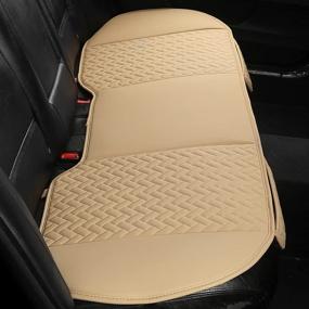 img 2 attached to Beige West Llama Full Set Car Seat Covers - Luxury PU Leather Protectors for Front and Rear Bottom Seats Only, Waterproof & Wear-Resistant Pads