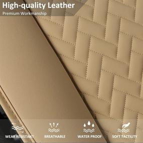 img 1 attached to Beige West Llama Full Set Car Seat Covers - Luxury PU Leather Protectors for Front and Rear Bottom Seats Only, Waterproof & Wear-Resistant Pads