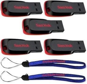 img 2 attached to 📦 SanDisk Cruzer Blade 16GB (5 pack) USB 2.0 Flash Drives - Bundle with (2) Everything But Stromboli (TM) Lanyards