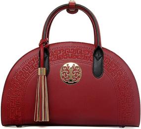 img 4 attached to 👜 QZUnique Women's Stylish Chinese-Inspired Empaistic Top Handle Shoulder Bag: Adding Elegance to Your Fashion Statement