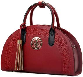 img 2 attached to 👜 QZUnique Women's Stylish Chinese-Inspired Empaistic Top Handle Shoulder Bag: Adding Elegance to Your Fashion Statement