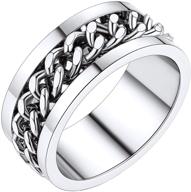 🔄 prosteel mens spinner ring: chunky 8mm stainless steel figit ring for anxiety relief, black/gold plated rotatable cuban link chain design, available in sizes 06-10 as pinky or thumb ring logo