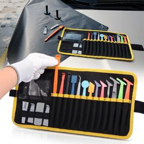 img 1 attached to 🔧 Efficient Vinyl Wraps Application Tool Set: Gomake Sign Makers Wrap Stick Micro Mini Squeegee Set with Micro Fine Fiber Felt