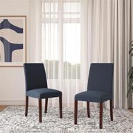 dorel living parsons upholstered dining chair, set of 2, navy linen логотип