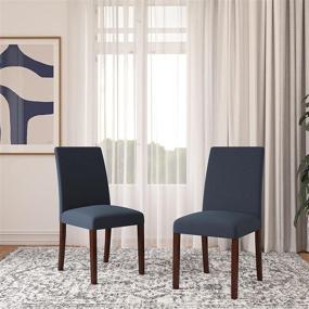 img 2 attached to Dorel Living Parsons Upholstered Dining Chair, Set of 2, Navy Linen