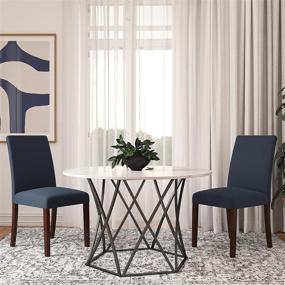 img 1 attached to Dorel Living Parsons Upholstered Dining Chair, Set of 2, Navy Linen