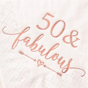img 2 attached to 🌹 Crisky 50 and Fabulous Cocktail Napkins Rose Gold: Ideal 50th Birthday Decorations, 50th Birthday Dessert Table Supplies for Women - 50Pcs, 3-Ply