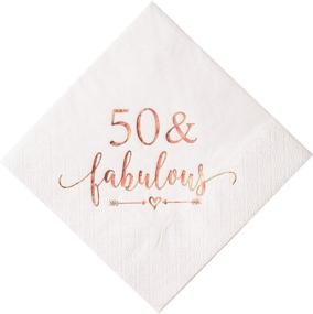 img 4 attached to 🌹 Crisky 50 and Fabulous Cocktail Napkins Rose Gold: Ideal 50th Birthday Decorations, 50th Birthday Dessert Table Supplies for Women - 50Pcs, 3-Ply