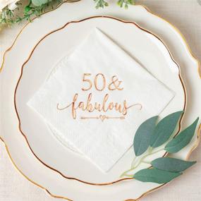 img 3 attached to 🌹 Crisky 50 and Fabulous Cocktail Napkins Rose Gold: Ideal 50th Birthday Decorations, 50th Birthday Dessert Table Supplies for Women - 50Pcs, 3-Ply