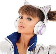 🎧 12 color changing new edition wireless cat ear headphones with speakers, 3.5mm jack, type-c charging, bluetooth & wired connection (white-pink) logo