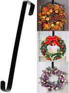 🎃 versatile 15" wreath hanger for front door - ideal for halloween, christmas, easter decorations - strong metal over the door single hook ornament wreath door hanger (black) logo