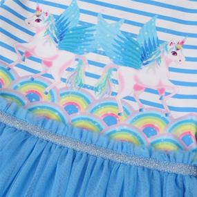 img 1 attached to Quedoris Unicorn Printed Stripe Casual Girls' Clothing for Dresses