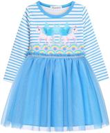 quedoris unicorn printed stripe casual girls' clothing for dresses logo