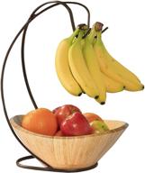 🍇 seville classics bamboo fruit bowl with banana hook steel wire tree storage basket, 13-inch length x 11-inch width, espresso brown - enhanced seo logo