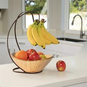 img 3 attached to 🍇 Seville Classics Bamboo Fruit Bowl with Banana Hook Steel Wire Tree Storage Basket, 13-inch Length x 11-inch Width, Espresso Brown - Enhanced SEO