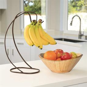 img 2 attached to 🍇 Seville Classics Bamboo Fruit Bowl with Banana Hook Steel Wire Tree Storage Basket, 13-inch Length x 11-inch Width, Espresso Brown - Enhanced SEO