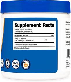 img 1 attached to 🌿 Nutricost Acetyl L-Carnitine (ALCAR) 100 GMS - Powerful 1000mg Per Serving - Premium Acetyl L-Carnitine Powder