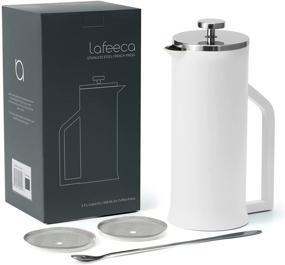 img 4 attached to ☕ Lafeeca French Press Coffee Maker - Stainless Steel Double Wall Vacuum Insulated - Large 34 oz Thermal Brewer - 1000 ml Capacity - White