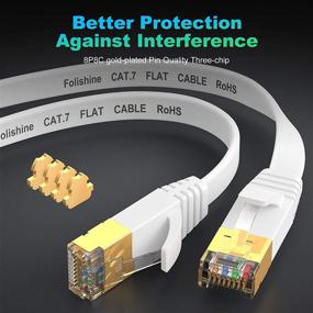 img 2 attached to 🐱 Cat 7 Ethernet Cable 30 ft - High-Speed Internet Network Cable with Gold Plated RJ45 Connector - Shielded Flat Patch Cord LAN Wire for Modem, Switch - Faster Than Cat5e/Cat5/Cat6/Cat6e - 30 Feet