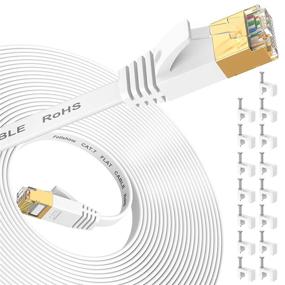 🐱 cat 7 ethernet cable 30 ft - high-speed internet network cable with gold plated rj45 connector - shielded flat patch cord lan wire for modem, switch - faster than cat5e/cat5/cat6/cat6e - 30 feet logo