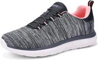 👟 stq slip on tennis shoes: lightweight walking shoes for women with arch support - comfortable fitness sneakers grey pink 8.5 logo