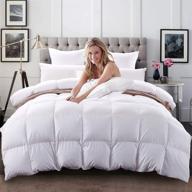 c&w luxurious siberian white goose down comforter king size/california king duvet insert heavy warmth for winter 100% natural cotton shell 750 fill power 60oz fill weight white solid - premium quality and ultimate comfort guaranteed logo