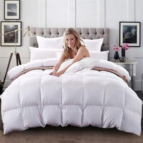 img 4 attached to C&W Luxurious Siberian White Goose Down Comforter King Size/California King Duvet Insert Heavy Warmth for Winter 100% Natural Cotton Shell 750 Fill Power 60oz Fill Weight White Solid - Premium Quality and Ultimate Comfort Guaranteed