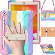 📱 braecn 9th 8th gen ipad case 10.2 inch 2021-2020: heavy duty kids case with pencil holder, screen protector, & hand strap - colorful pink logo