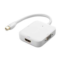 🔌 белый 3-в-1 мини-переходник mini displayport в hdmi с vga и dvi - совместим с thunderbolt, thunderbolt 2, и поддерживает разрешение 4k по hdmi - кабельные технологии логотип