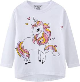 img 1 attached to 🦄 Girls' Unicorn Reindeer Crewneck Graphic T-shirts - Clothing for Tops, Tees & Blouses