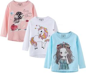 img 3 attached to 🦄 Girls' Unicorn Reindeer Crewneck Graphic T-shirts - Clothing for Tops, Tees & Blouses