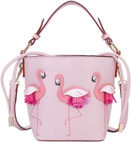 img 4 attached to 👜 Stylish Magibag Small Flamingo Drawstring Bucket Shoulder Bag - Perfect Tote Handbag for Women and Girls