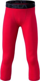 img 4 attached to 👖 TSLA Boys Youth UPF 50+ Compression Pants Baselayer, Cool Dry Running Tights, 4-Way Stretch Workout Leggings - 1 or 2 Pack