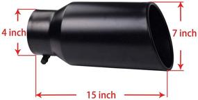 img 3 attached to 🚀 High-Quality 4" Inlet 7" Outlet 15" Black Stainless Steel Bolt On Slant Cut Rolled Edge Exhaust Tip for Truck Pickup: Non-Magnetic & Long-Lasting